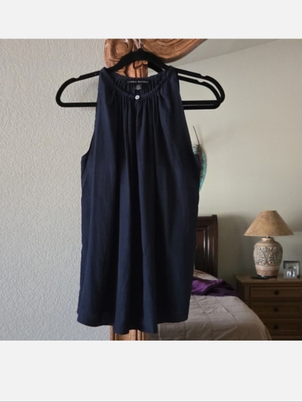Catherine  Malandrino Navy Keyhole Sleeveless Blouse - Picture 2 of 4